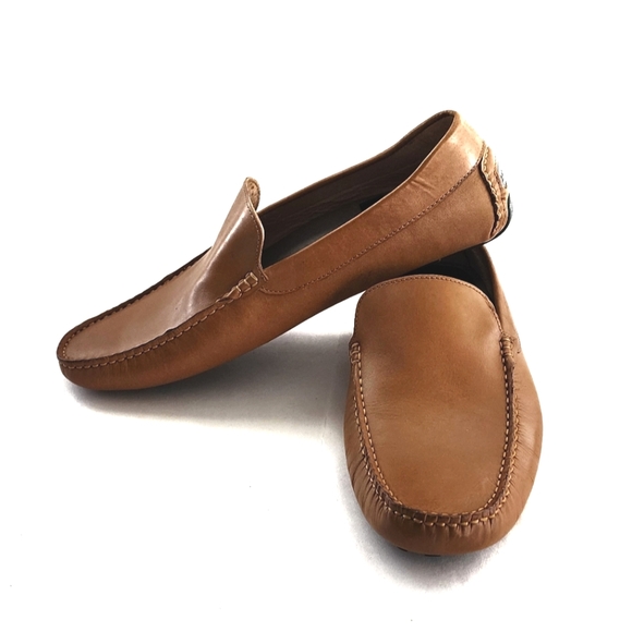 NWOB Zanzara Picasso Men's Driving Shoes Brown Leather, 13